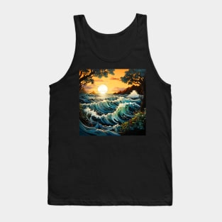 Waves ocean sunset 3 Tank Top